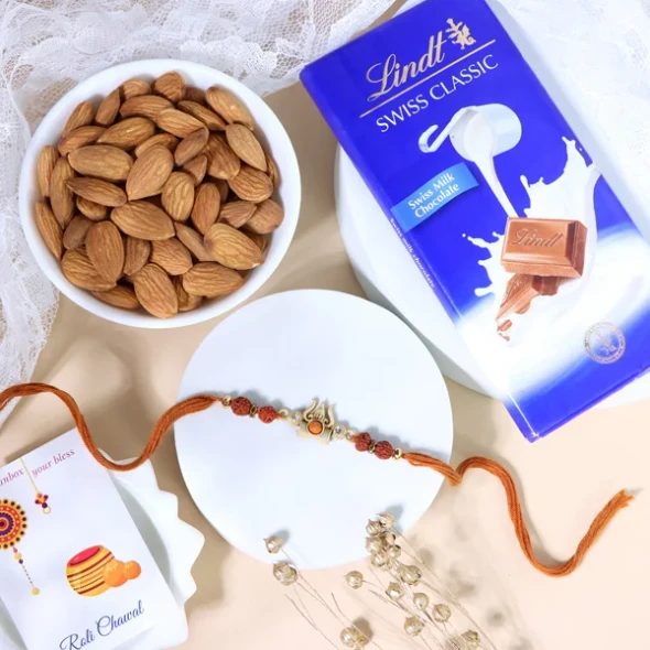 Trishul Rakhi with Lindt & Almond - For UK