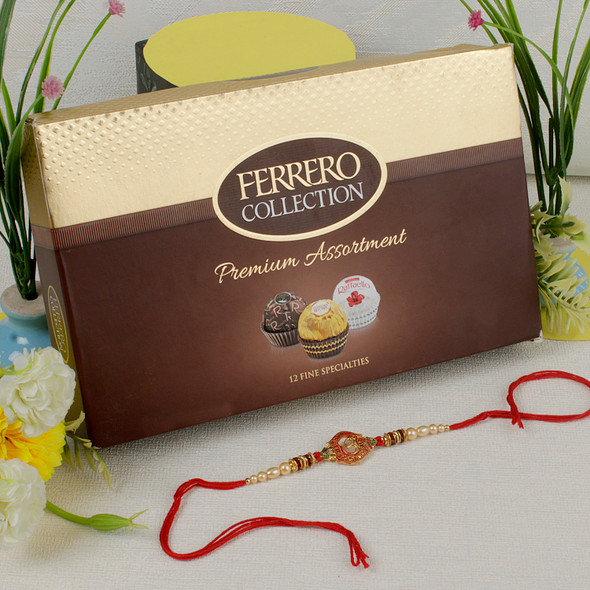 Divine Aum Rakhi with Ferrero Chocolate - For Singapore