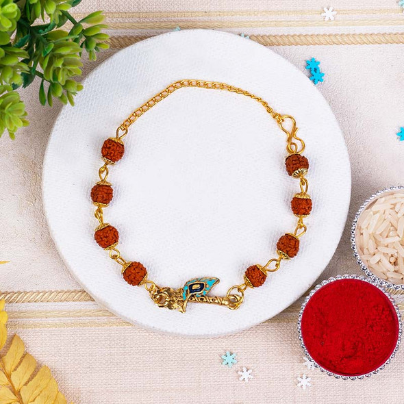 Krishna Rudraksha Bracelet Rakhi - For INDIA