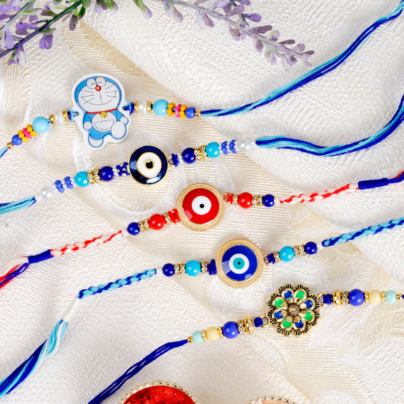 Amazing Set of 5 Family Rakhis - For UK