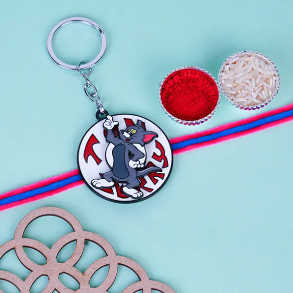 Tom and Jerry Key Chain Rakhi for Kids - For INDIA