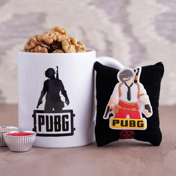 PUBG Rakhi with Mug and Walnuts - For INDIA