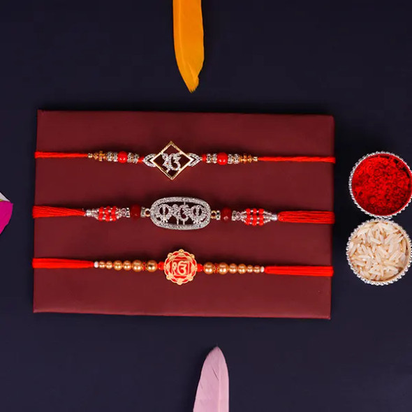 Set of 3 Spiritual Ek Onkar Rakhi - For INDIA