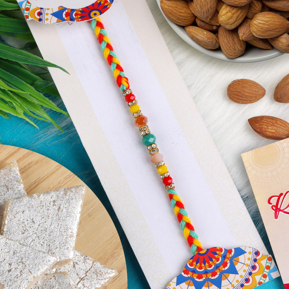 Beguile Designer Rakhi with Kaju Katli & Almond- For UK