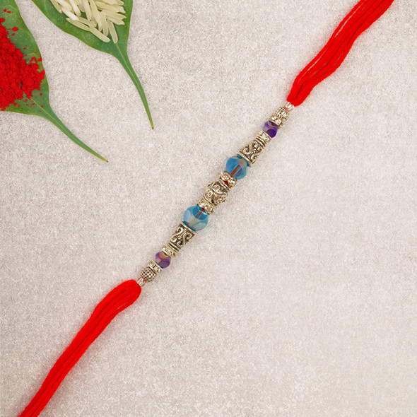 Silver Beads Rakhi - For UK