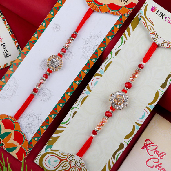 Premium Two A D Designer Rakhi Set - For Canada