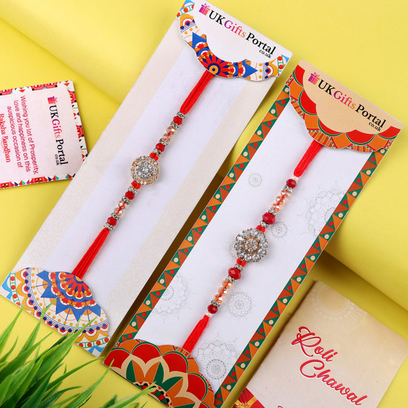 Premium Two A D Designer Rakhi Set - For Canada