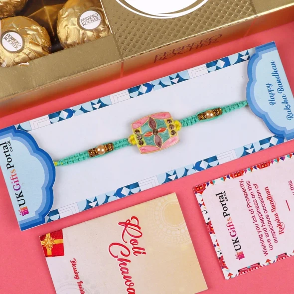 Alluring Designer Rakhi with Ferrero Rocher - For Canada