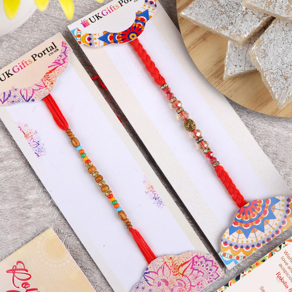 Set of 2 Rakhi with Kaju Katli - For Canada