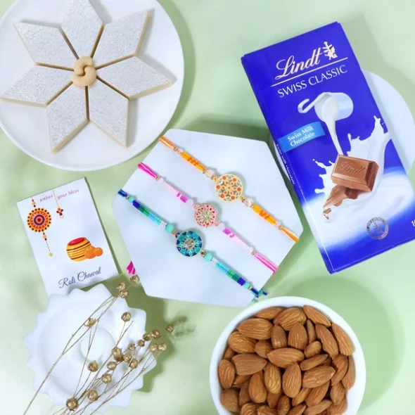 Exquisite Floral Rakhi Set Gift Combos - For UK