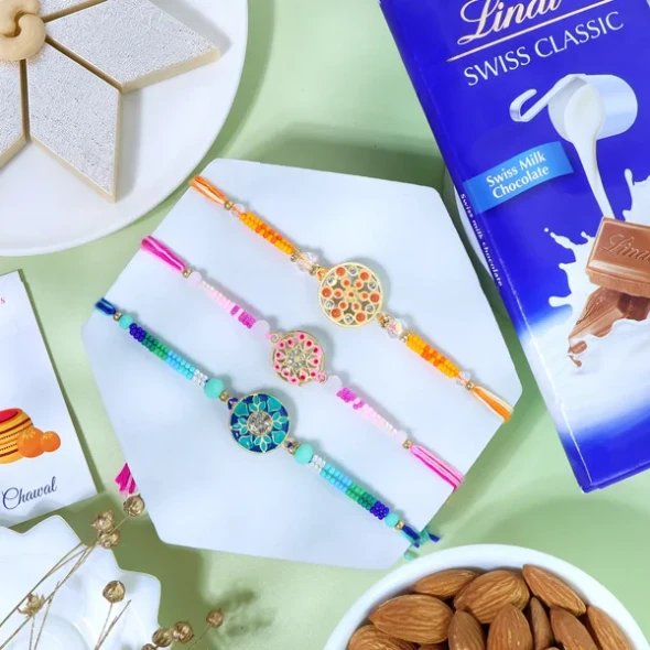 Exquisite Floral Rakhi Set Gift Combos - For UK
