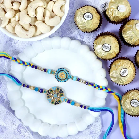 Sizzling Rakhi Set with Ferrero Rocher & Cashew - For UK