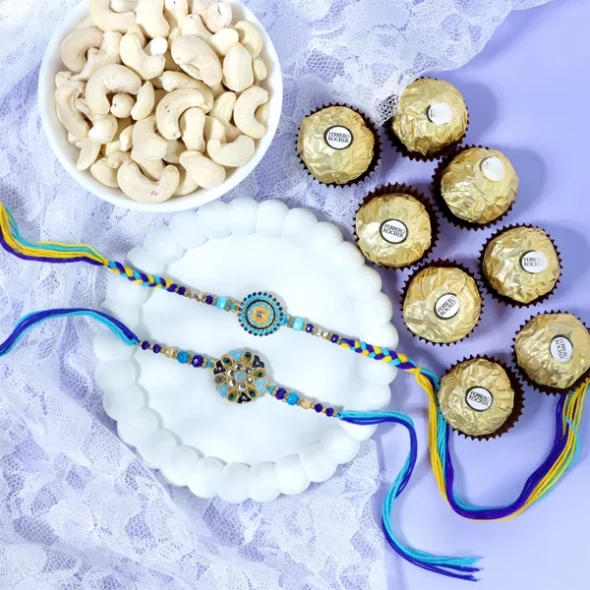 Sizzling Rakhi Set with Ferrero Rocher & Cashew - For UK