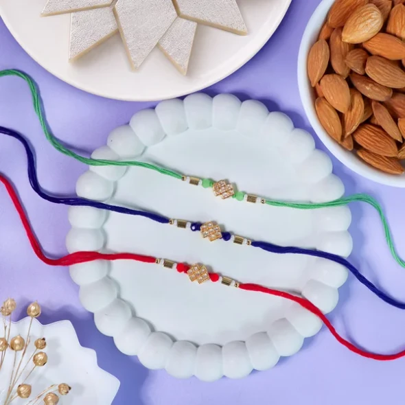 Elegant Rakhis with Kaju Katli & Almond - For Australia