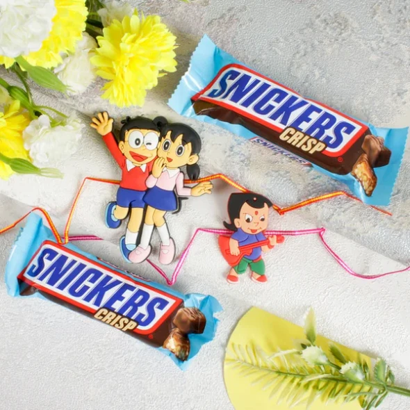 Two Kids Rakhi with Snicker Chocolate - For Australia