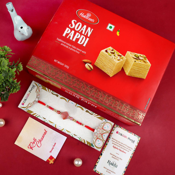 Crystal Rakhi with Soan Papdi - For USA