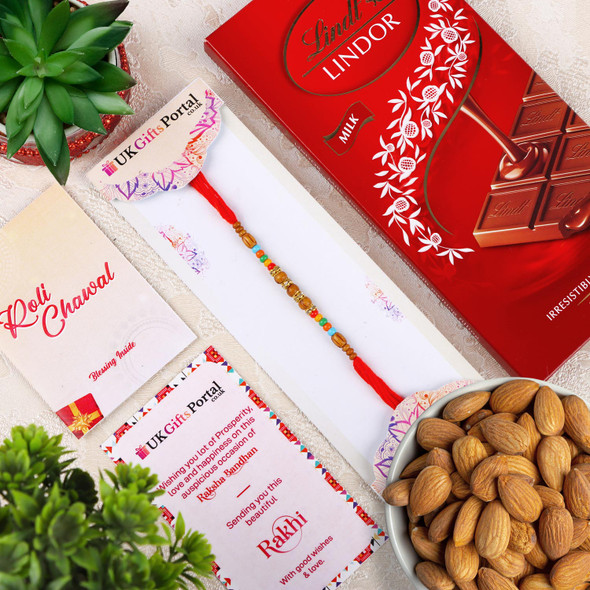 Beads Rakhi with Lindt n Almond - For USA