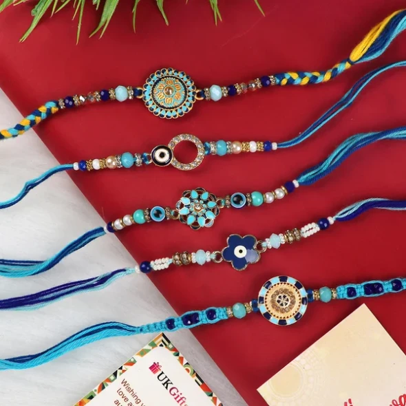 Captivating Set of 5 Rakhi - For USA