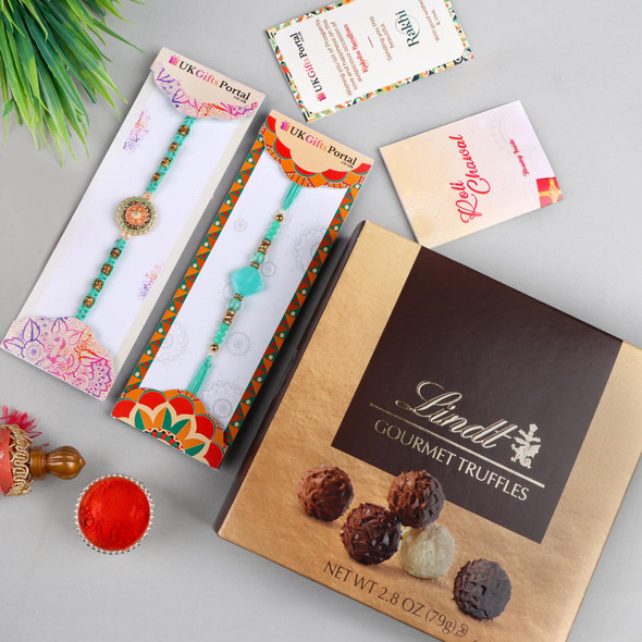 Wonderful Two Rakhi Set with Lindt Truffle - For USA