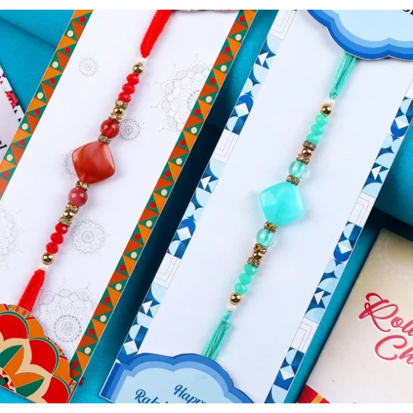 Crystal Diamond Rakhi Set - For USA