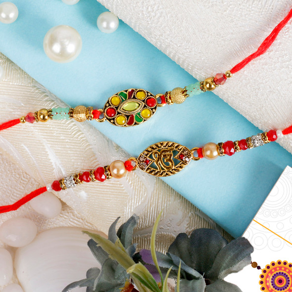 IK Onkar Oval Designer Rakhi Set - For USA