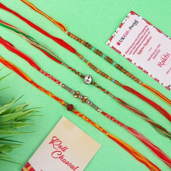 Set of 5 Traditional Rakhi Set - For USA
