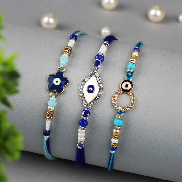 Impressive Designer Evil Eye 3 Rakhi Set - For USA