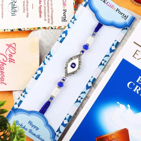 Evil Eye Diamond Rakhi with Lindt - For USA