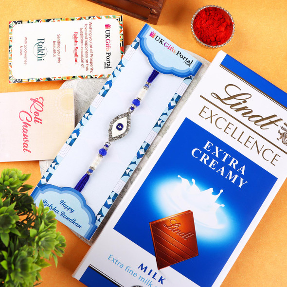 Evil Eye Diamond Rakhi with Lindt - For USA