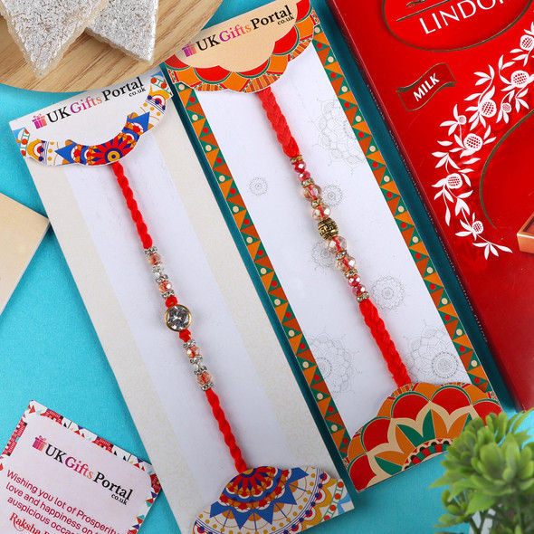 Glorious Rakhi Set with Kaju Katli & Lindt  - For USA