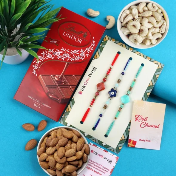Premium Family Rakhi Chocolate & Dry Fruit Set – USA