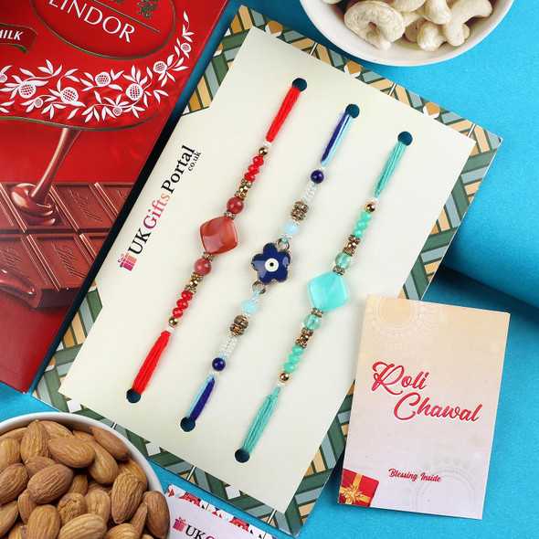 Beautiful Family Rakhi Set Chocolate & Dry Fruits - For USA