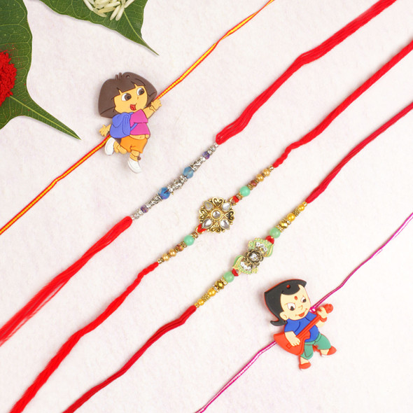 Wonderful Family Set of 5 Rakhis - For USA