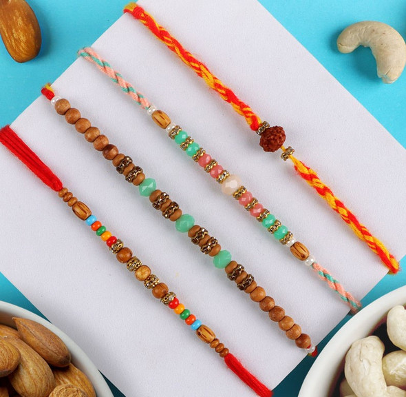 Stunning 4 Rakhis with Dry Fruit - For Europe