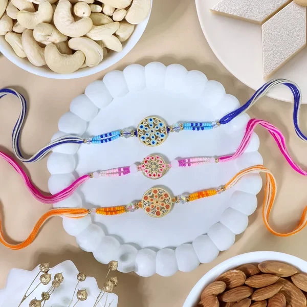 Elegant Rakhi Set with Kaju Katli & Dry Fruit - For Europe