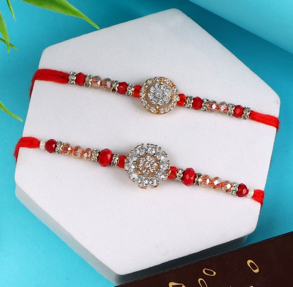 Premium Diamond Rakhi Set with Dark and Milk Chocolate - For Europe