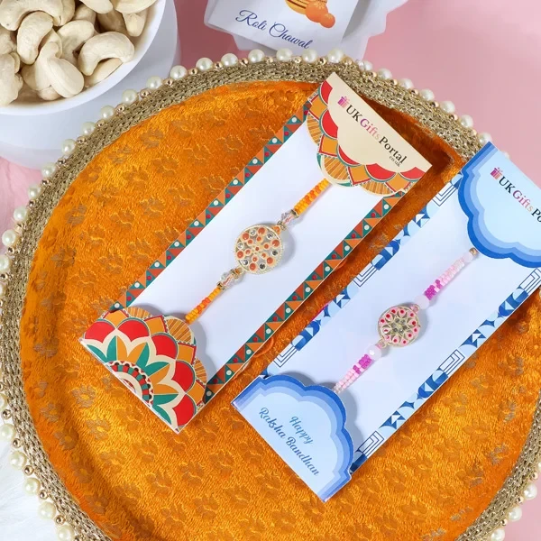 Fancy Rakhi Set with Puja Thali- For Europe
