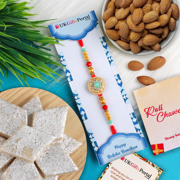 Floral Rakhi n Haldiram Kaju Katli & Almond - For UK