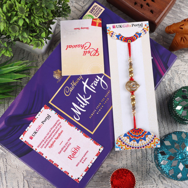 Khanda Rakhi with Cadbury Milk Tray Box - For UK