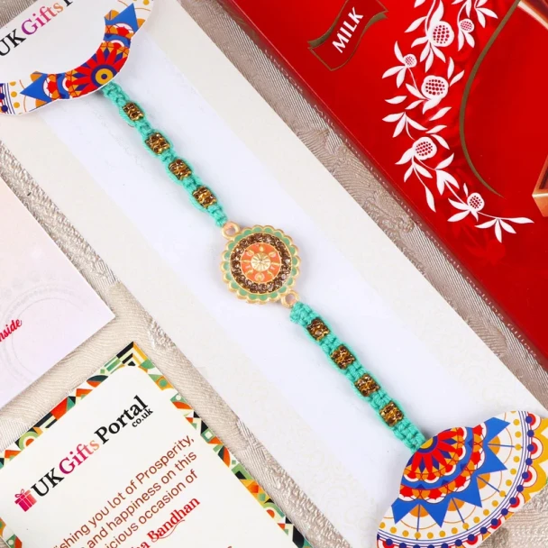 Embellished Rakhi with Lindt Chocolate  - For UK