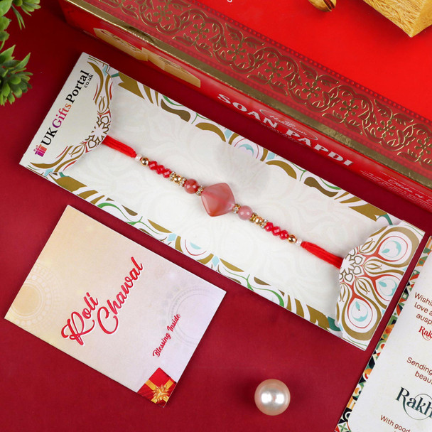 Embellished Rakhi with Sweet  - For UK