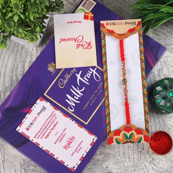 Crystal Beads Rakhi with Cadbury Chocolate - For UK
