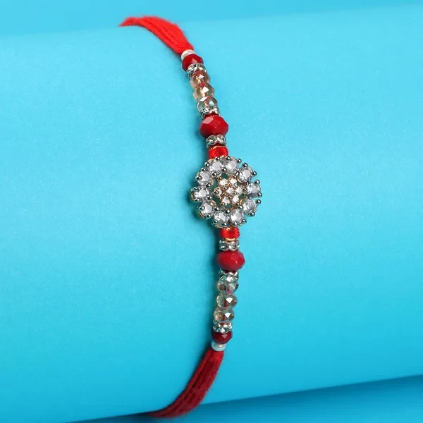 A D Premium Rakhi with Lindt, Cashew & 3 Pcs Ferrero Rocher - For UK