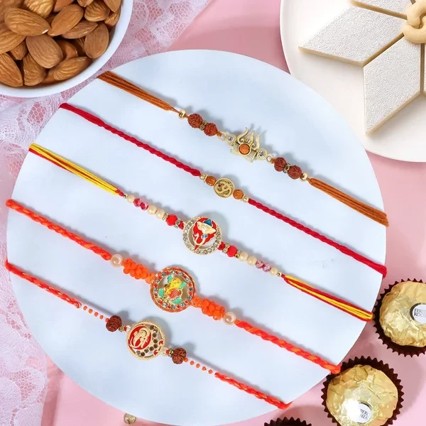 Shiv & Ganesha Five Rakhi Set Combo - For UK