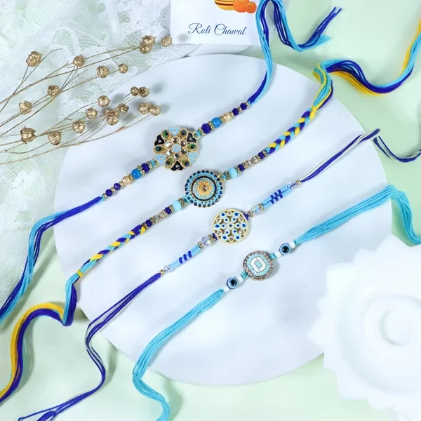 Elegant Brother Set of 4 Rakhi - For UK