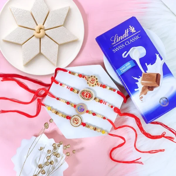 Ik Onkar & Khanda Rakhi Set with Kaju Katli & Lindt - For UK