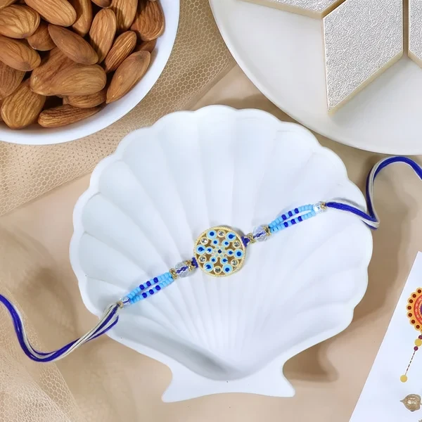 Floral Rakhi with Kaju Katli n Almond - For UK