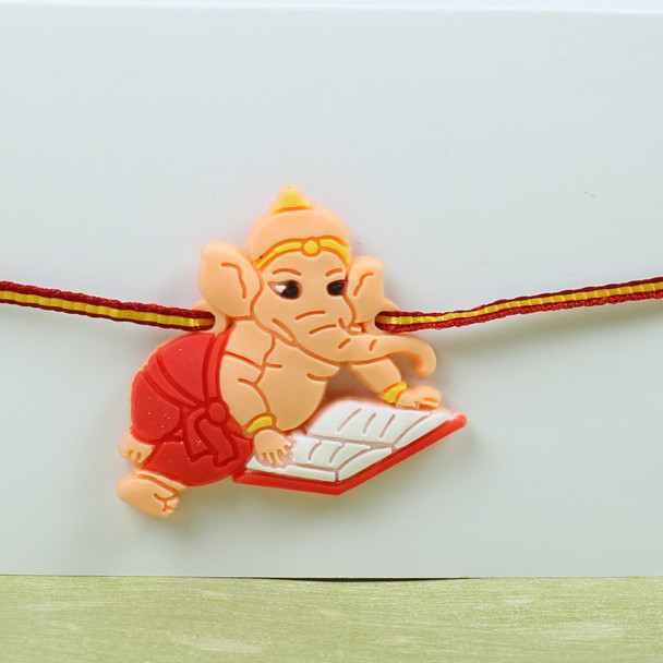 Ganesha Kids Rakhi with Kaju Katli - For UK