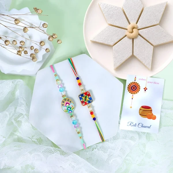 Alluring Rakhi Set with Kaju Katli - For Europe