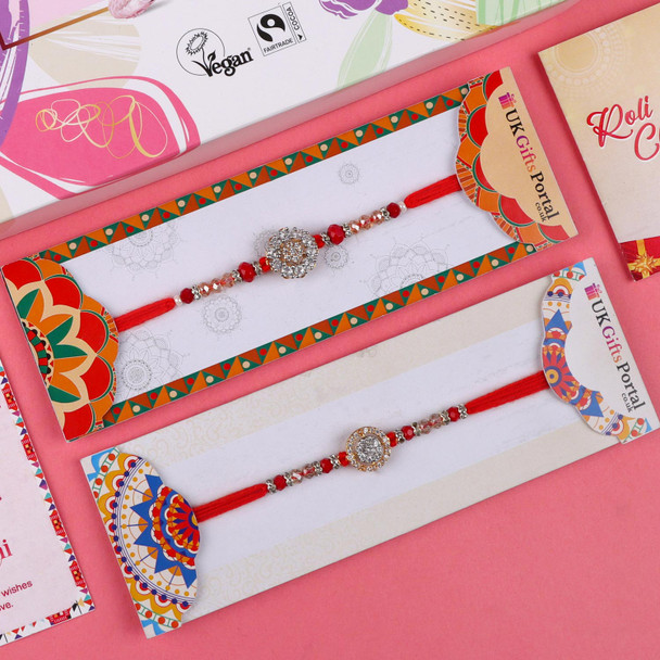 A D Premium Rakhis with 26 Pcs Rose & Vilolet Creams -  For UK